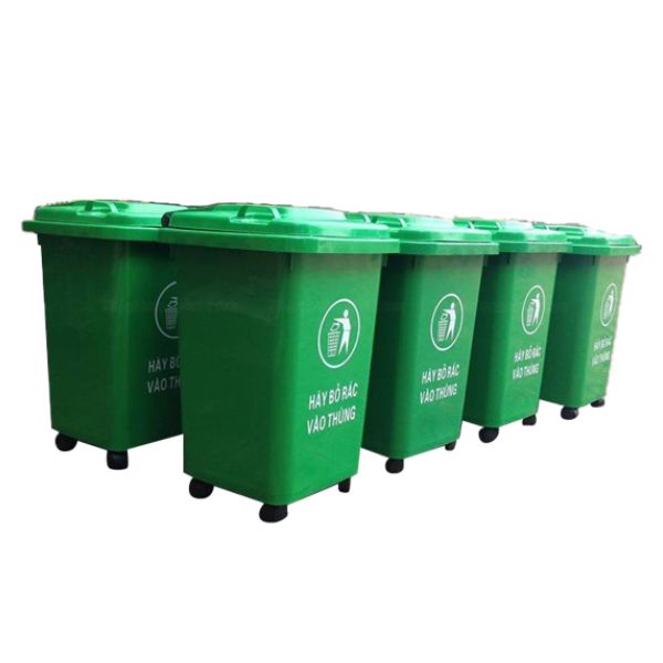 Thùng Rác Nhựa Có Mái Che Vòm Chống Nước Mưa - RTRN00047 4 Thùng Rác Nhựa Chuyên Dụng Có Bánh Xe
