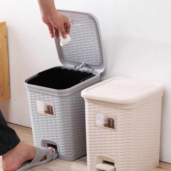 Thùng Rác Nhựa Gia Đình Khóa Mùi Kép - Chấm Dứt Nỗi Lo Bếp Kín - RTRN00048 2 Thùng Rác Nhựa Gia Đình Đạp Chân