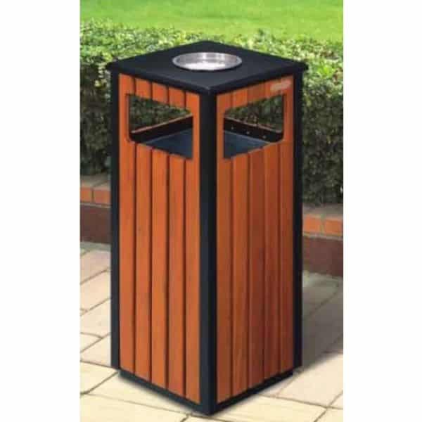 Thùng Rác Gỗ Nan Nhựa Trụ Tròn