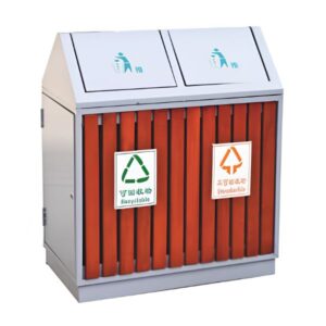 Thùng Rác Gỗ Bập Bênh 2 Ngăn Phân Loại